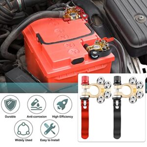 Makerfire 12V/24V Battery Terminal Connectors, Leisure Battery Terminals, Quick Release Battery Terminals Clamps, 4-Way Positive Negative Battery Terminals for Car Motorcycle Van Caravan Boat