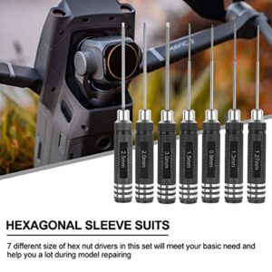 7pcs Hex Screw Driver, RC Screwdriver Tools Kit Set (0.9mm 1.27mm 1.3mm 1.5mm 2.0mm 2.5mm 3.0mm) for RC Car Boat Quadcopter Helicopter Multirotors Models