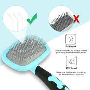 Makerfire Slicker Brush Large, 360 Degree Rotation Flexible Slicker Brush for Long Haired Dog, Pet Dog Cat Slicker Brush, Pet Teezer Brush (Large, Blue)