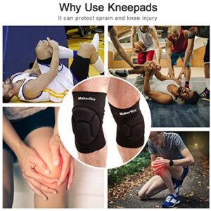 Makerfire Protective Knee Pads Knee Protector Thick Sponge Anti-Slip Collision Avoidance Knee Sleeve-1 Pair(L)