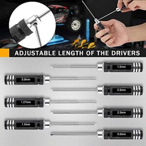 7pcs Hex Screw Driver, RC Screwdriver Tools Kit Set (0.9mm 1.27mm 1.3mm 1.5mm 2.0mm 2.5mm 3.0mm) for RC Car Boat Quadcopter Helicopter Multirotors Models