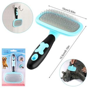 Makerfire Slicker Brush Large, 360 Degree Rotation Flexible Slicker Brush for Long Haired Dog, Pet Dog Cat Slicker Brush, Pet Teezer Brush (Large, Blue)